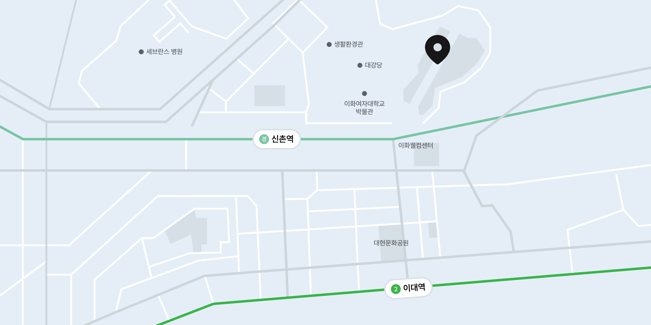 이화여대 ECC홀 주변 지도 — 신촌역 인근